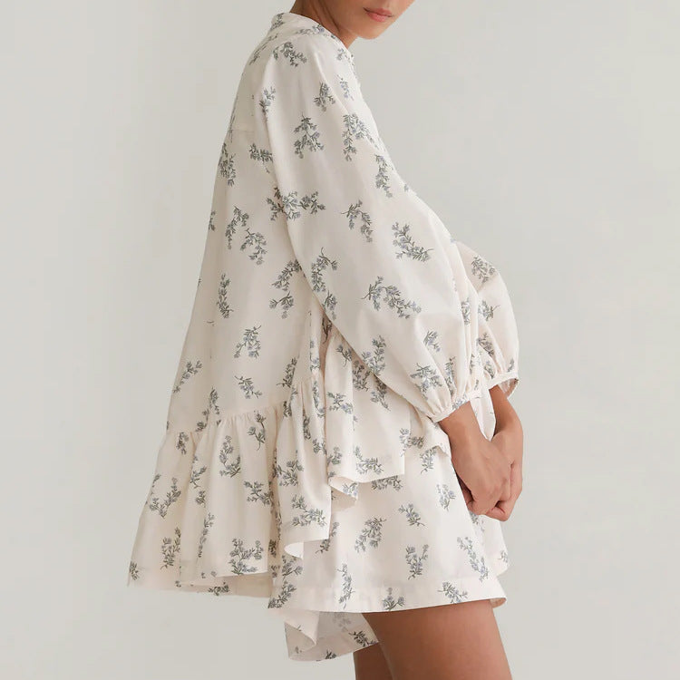 Floral Patterned Shirt and Short Set