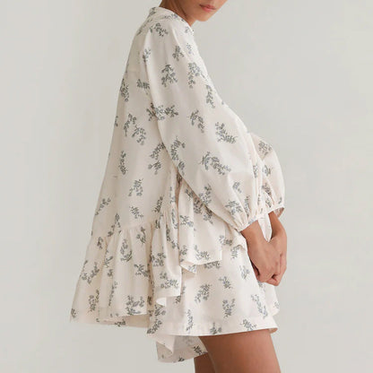 Floral Patterned Shirt and Short Set