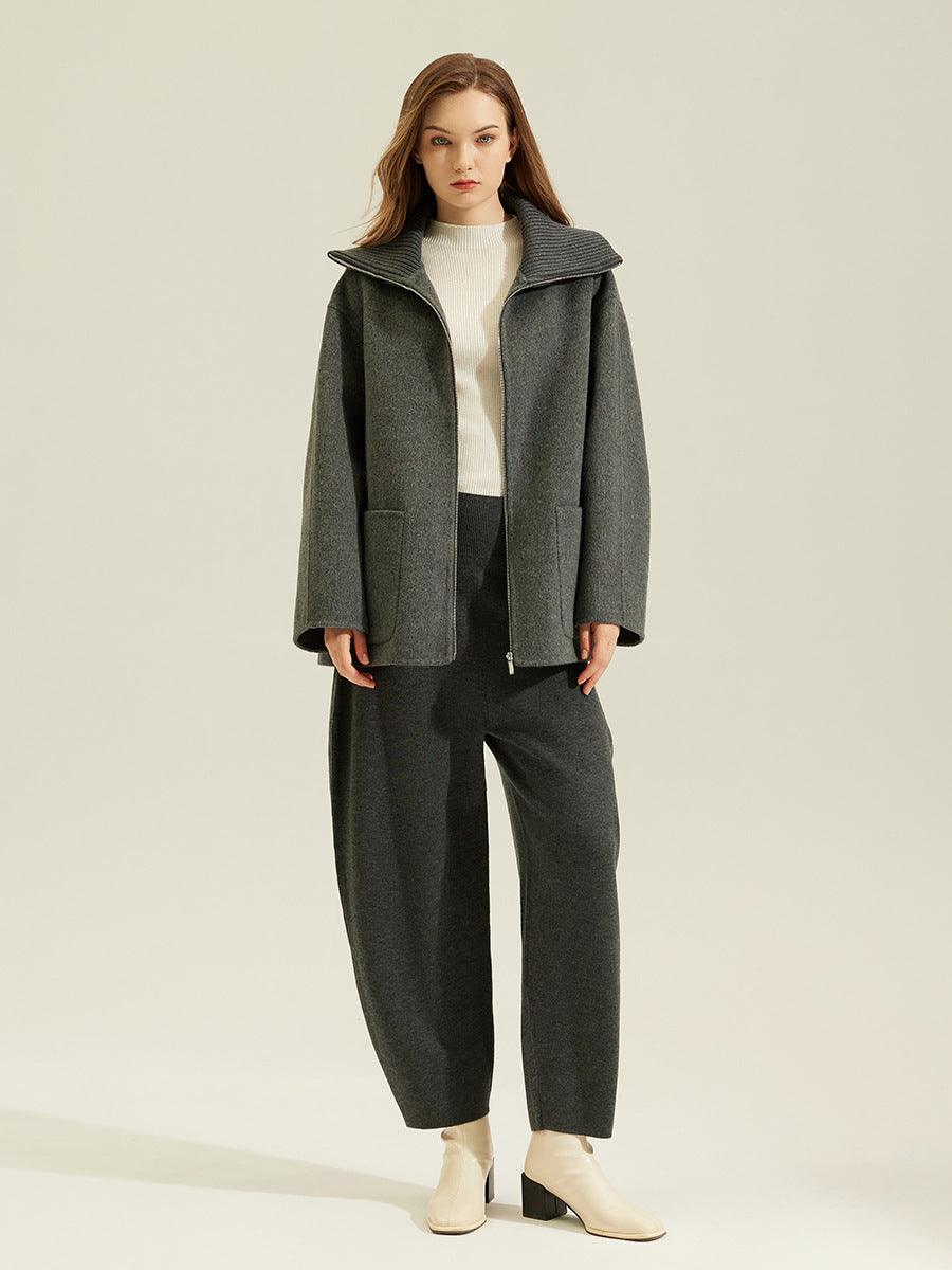 100% Wool Oversize Zippered Jacket