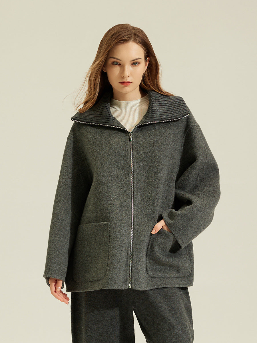 100% Wool Oversize Zippered Jacket