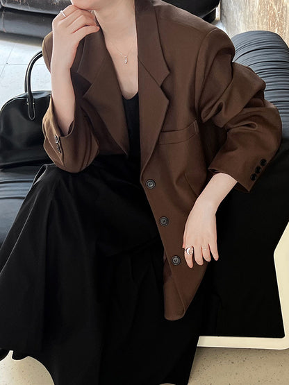 Minimal Oversize Chocolate Blazer Jacket