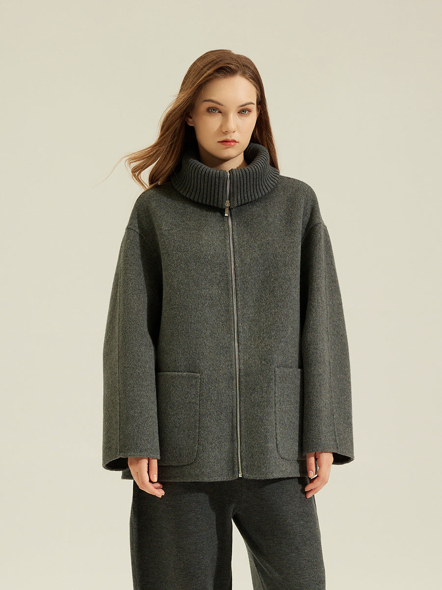 100% Wool Oversize Zippered Jacket