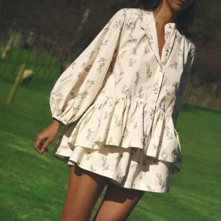 Floral Patterned Shirt and Short Set