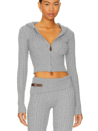 Svetique™ Premium Cable Knit Hooded Two-Piece Set