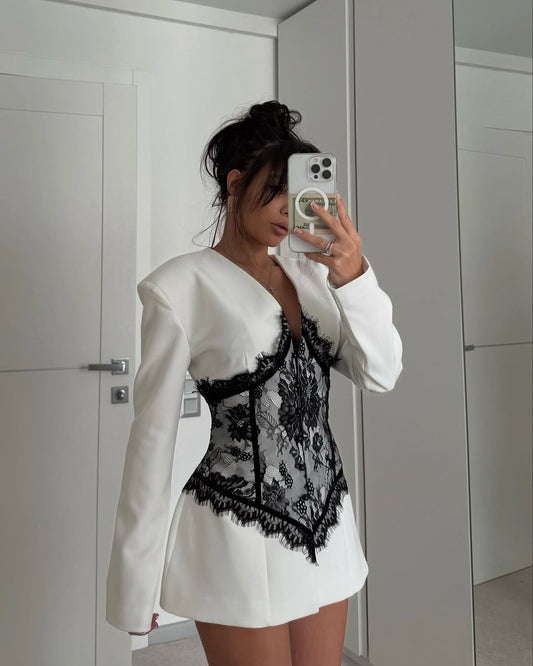 Svetique | Luxe Lace Corset Blazer Dress